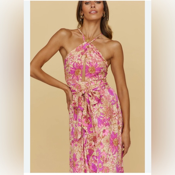 HELLO MOLLY Sunset Shadows Maxi Dress Purple floral size 4 resort summer - Picture 2 of 9